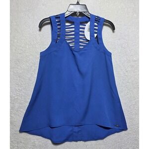 Fornarina Royal Blue Ladder Caged Back Button Down Top Women's Small